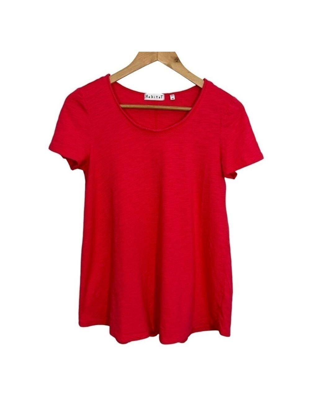 Habitat 100% Cotton T-Shirt Womens XS Pink Red Relaxed Fit Minimalist EUC
